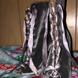 Open toe lace up heels